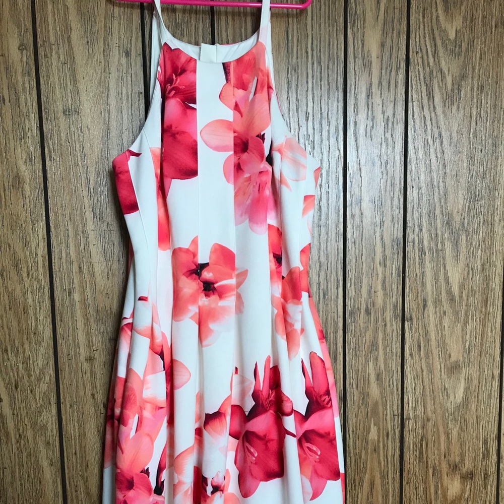 Floral dress coral and white